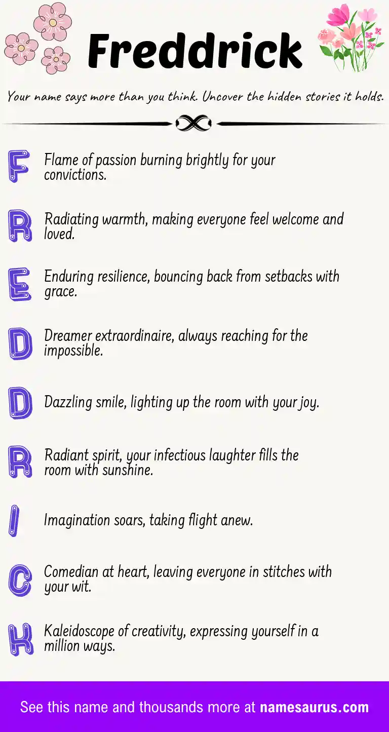 Acrostic poem about Freddrick.
