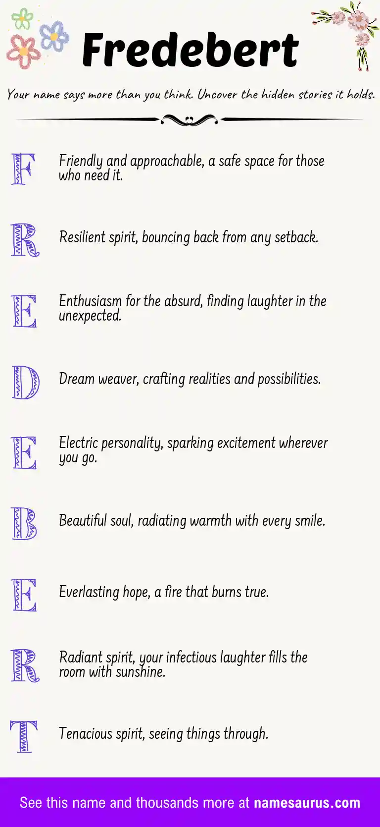 Acrostic poem about Fredebert.