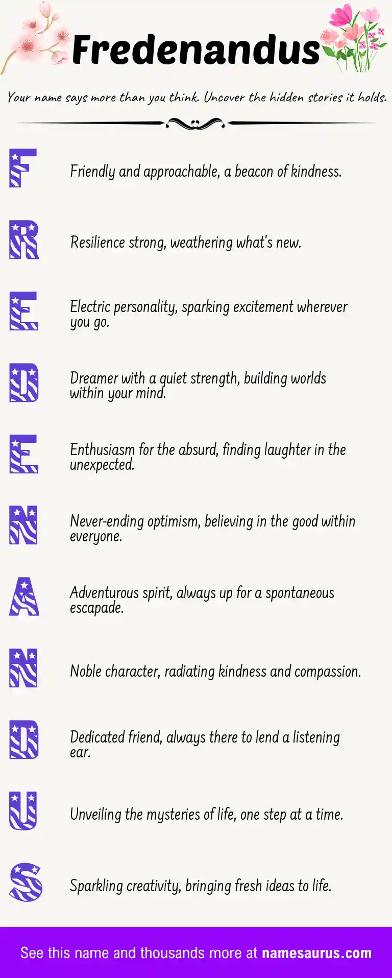 Acrostic poem about Fredenandus.
