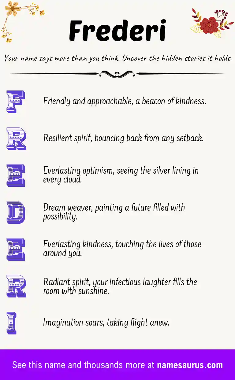 Acrostic poem about Frederi.