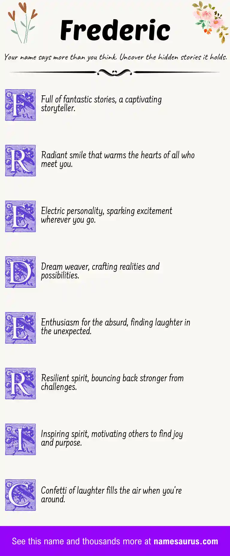 Acrostic poem about Frederic.