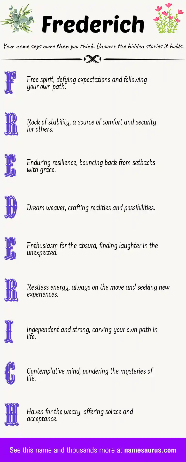 Acrostic poem about Frederich.