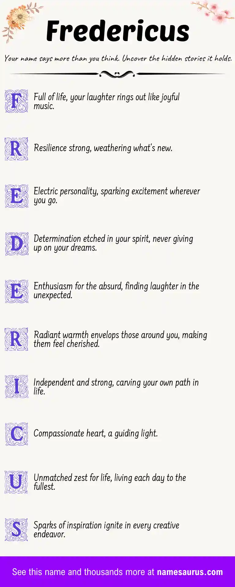 Acrostic poem about Fredericus.