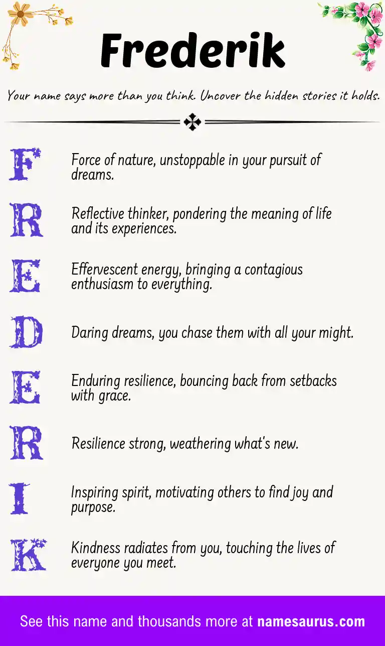 Acrostic poem about Frederik.