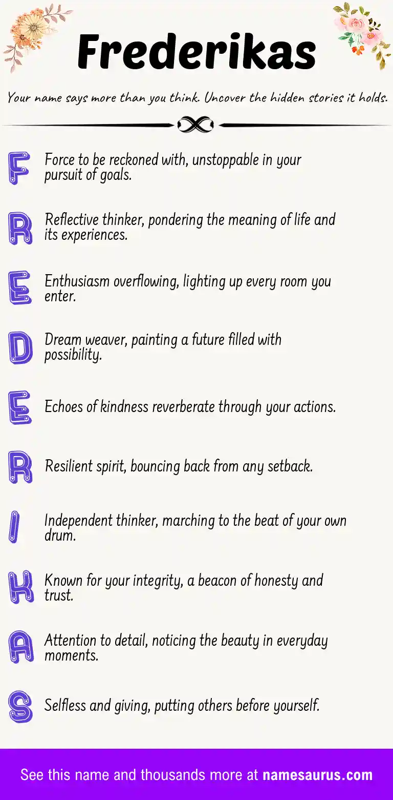 Acrostic poem about Frederikas.