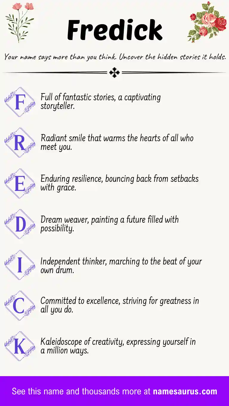 Acrostic poem about Fredick.