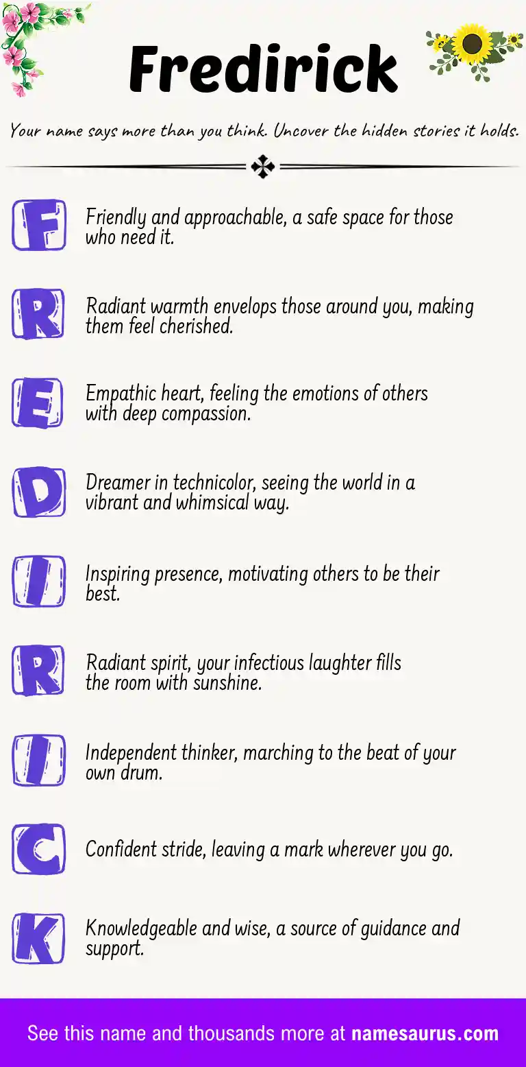 Acrostic poem about Fredirick.