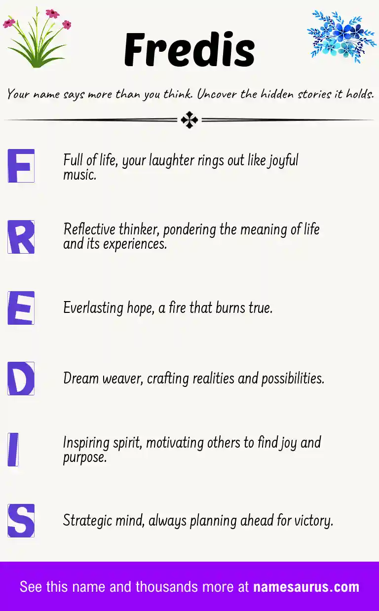 Acrostic poem about Fredis.