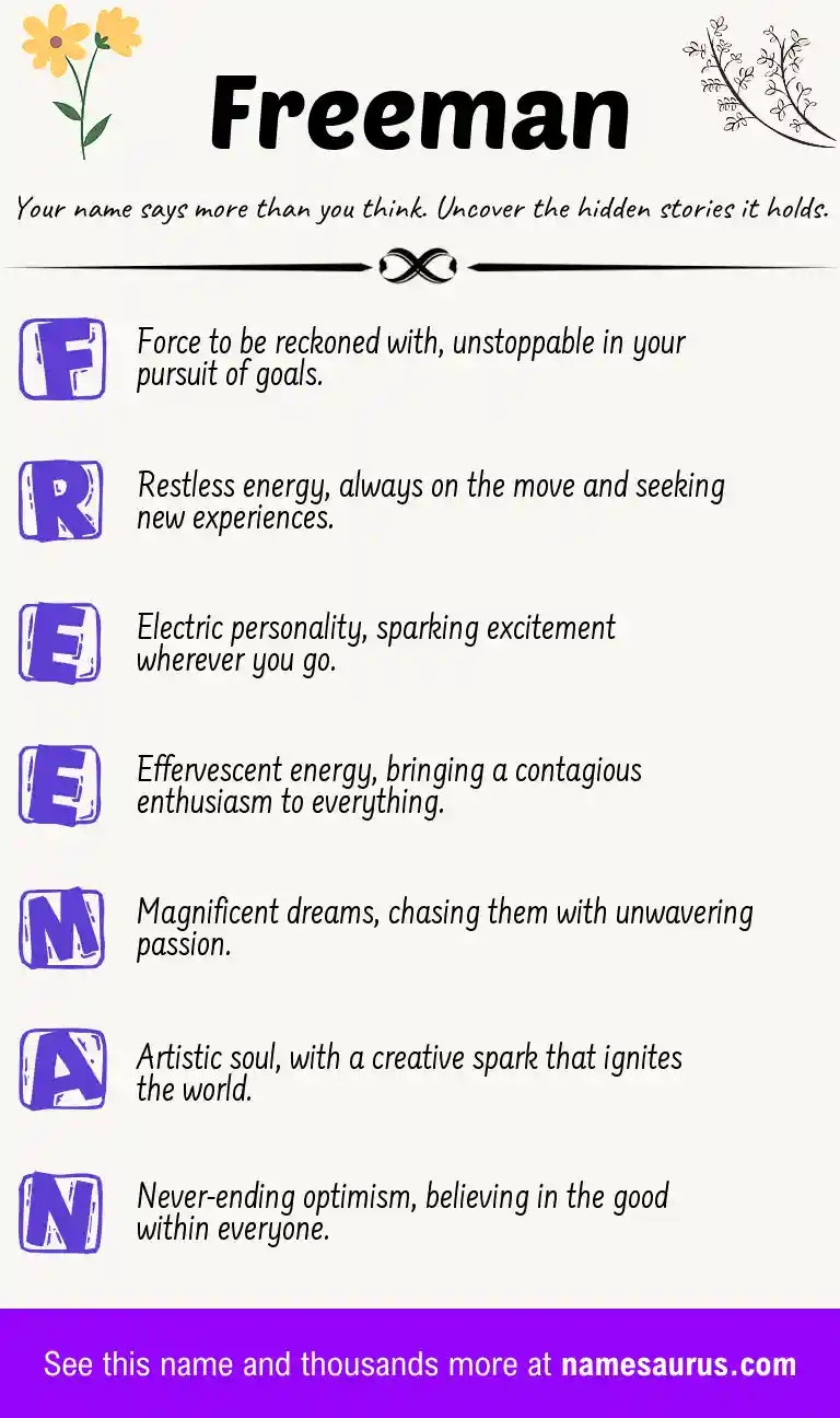 Acrostic poem about Freeman.