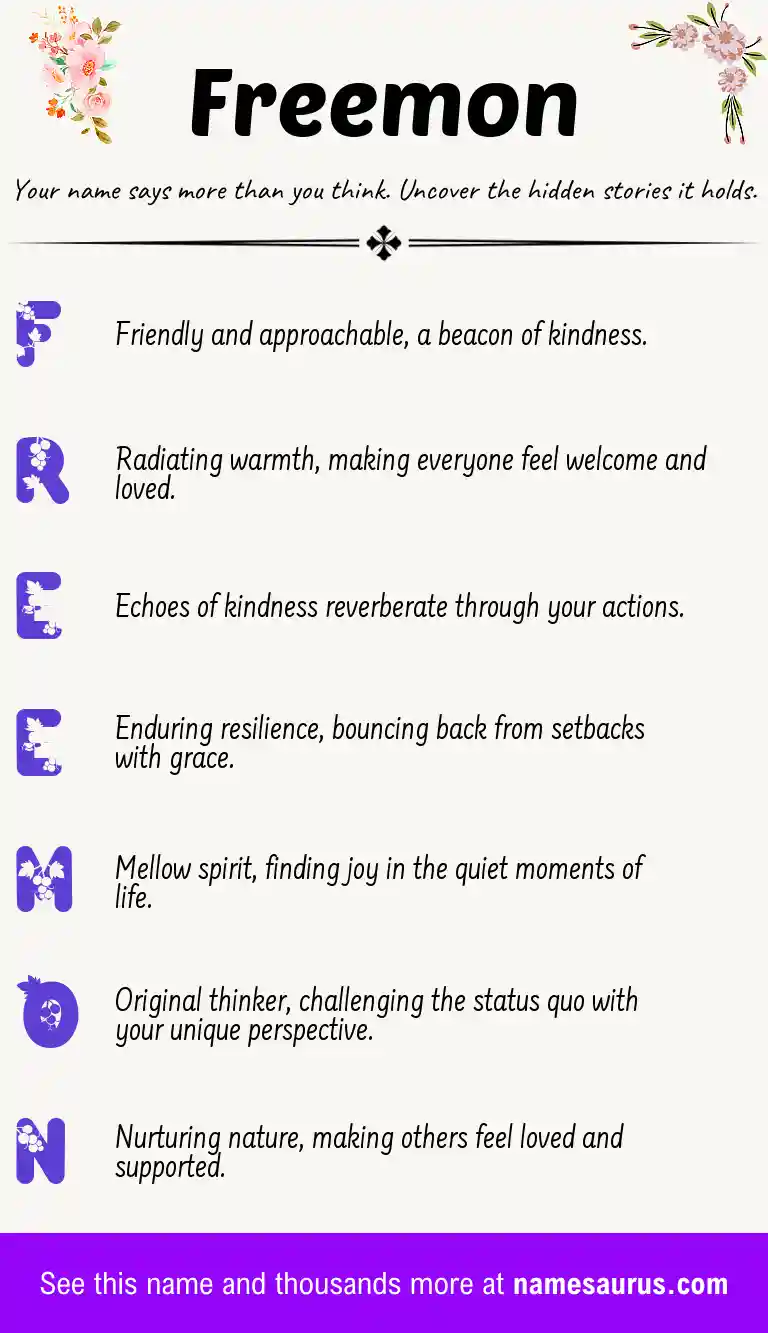 Acrostic poem about Freemon.