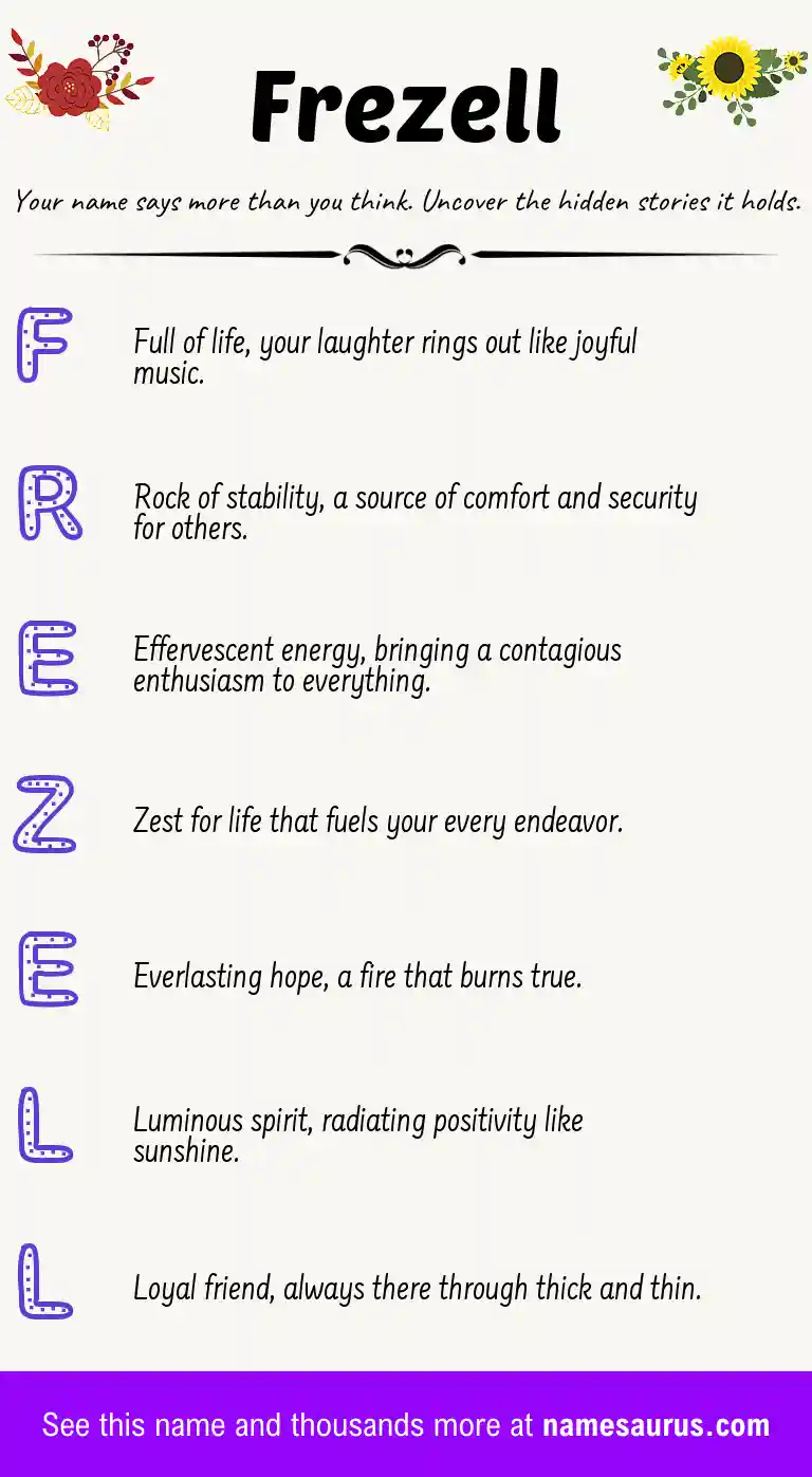 Acrostic poem about Frezell.