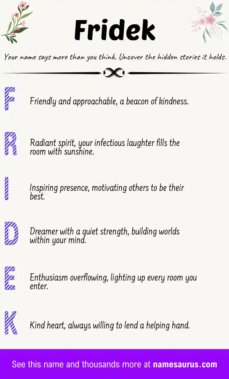 Acrostic poem about Fridek.