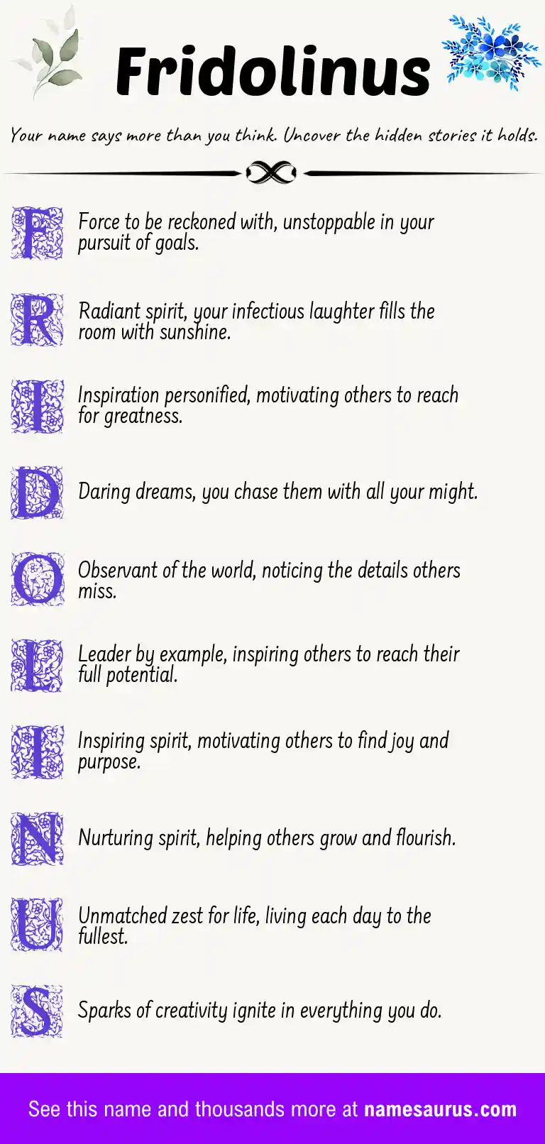 Acrostic poem about Fridolinus.