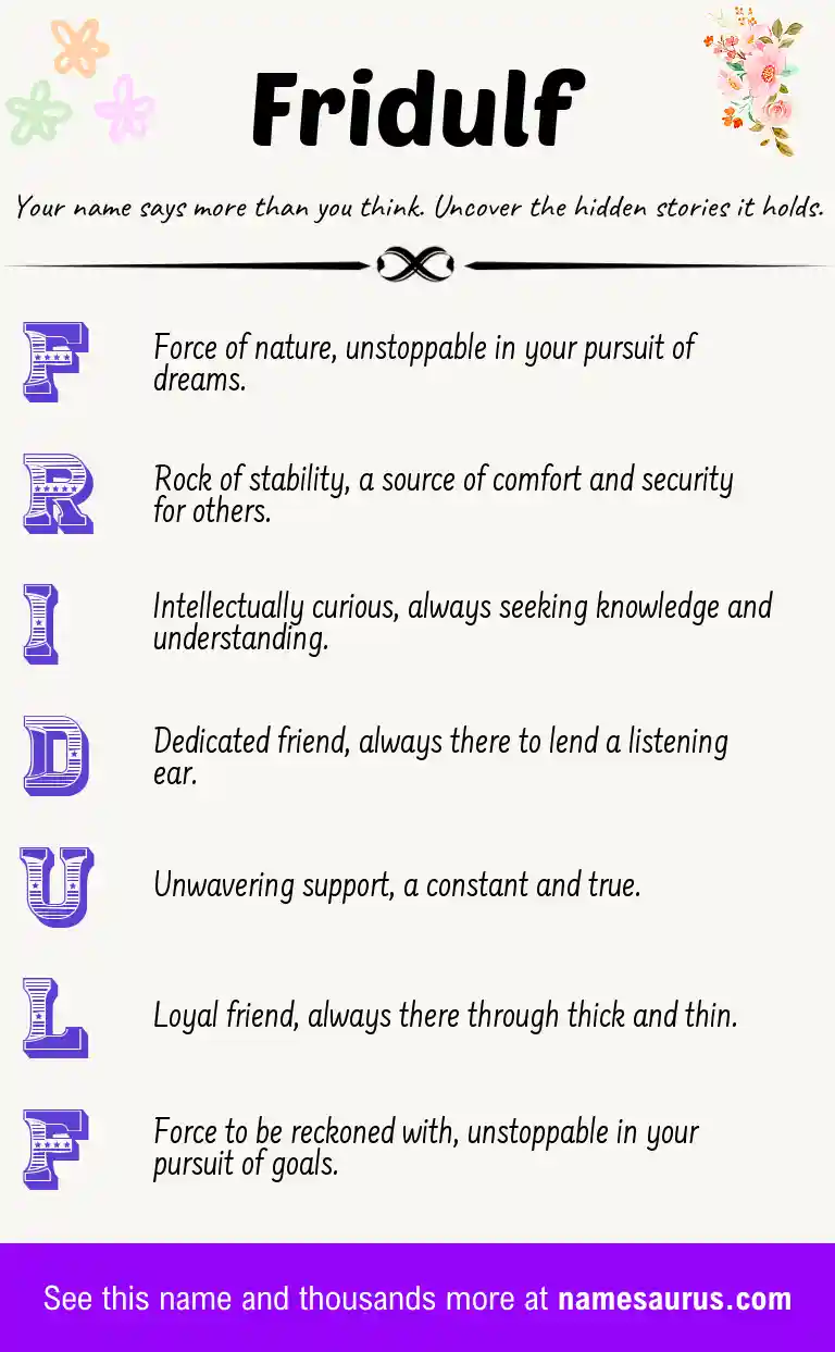 Acrostic poem about Fridulf.