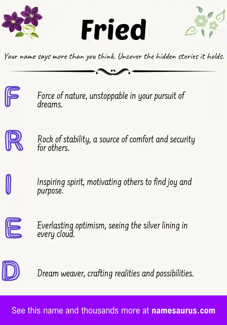 Acrostic poem about Fried.