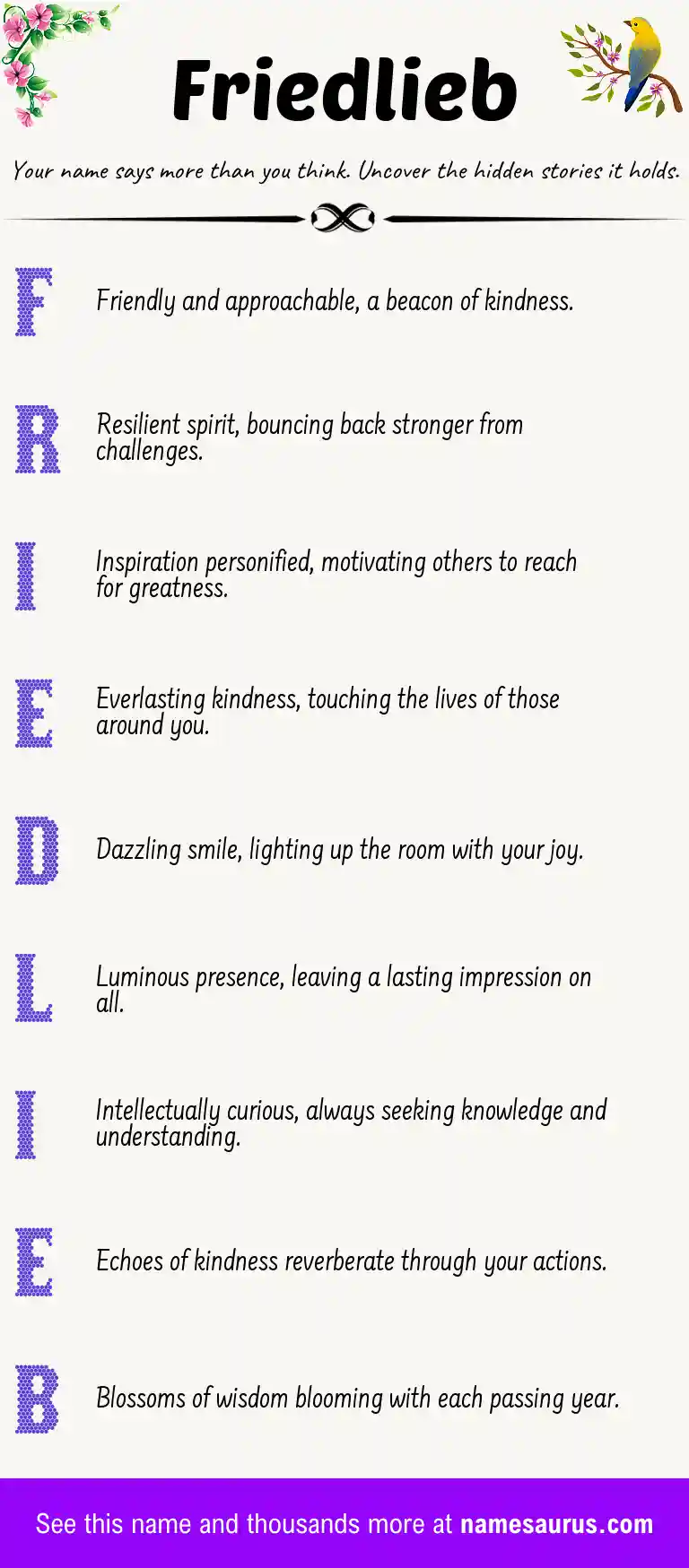 Acrostic poem about Friedlieb.