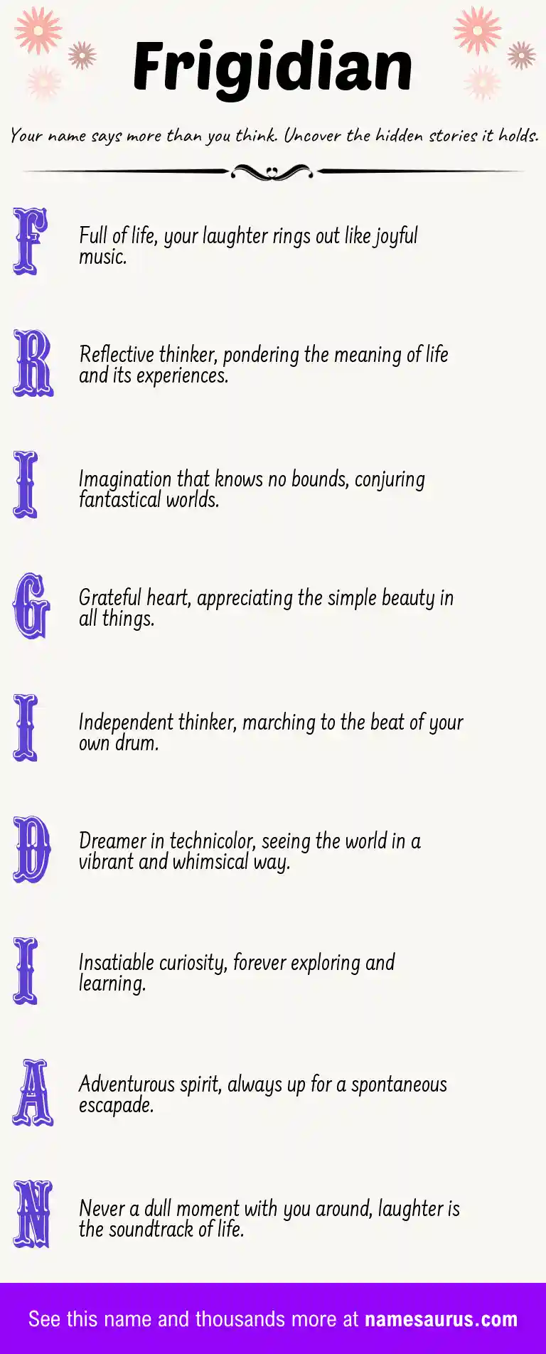 Acrostic poem about Frigidian.