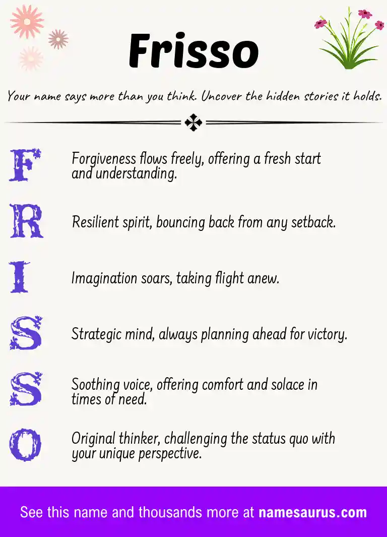 Acrostic poem about Frisso.