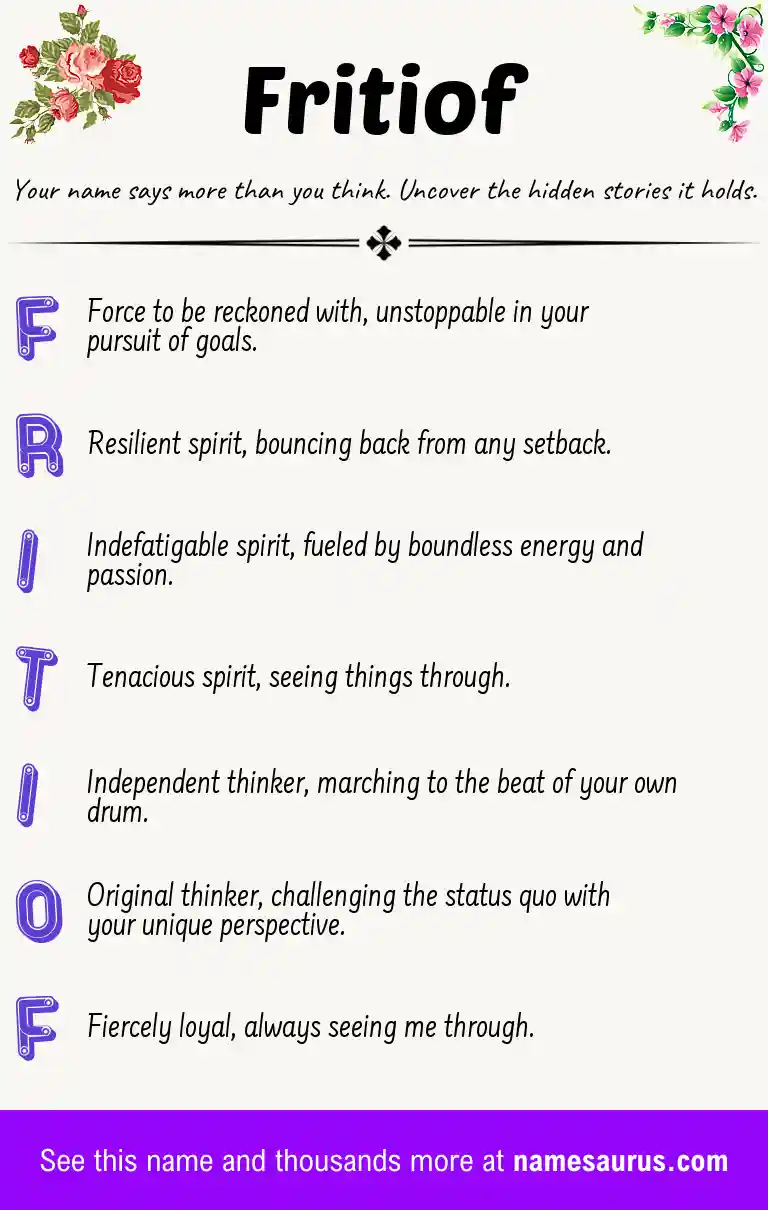 Acrostic poem about Fritiof.