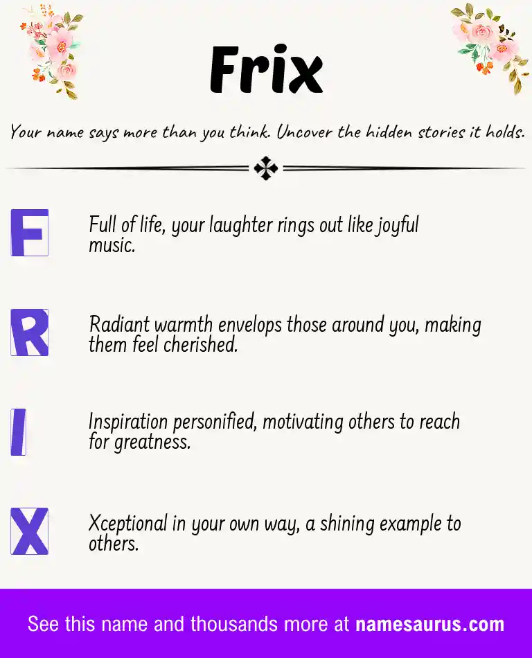 Acrostic poem about Frix.