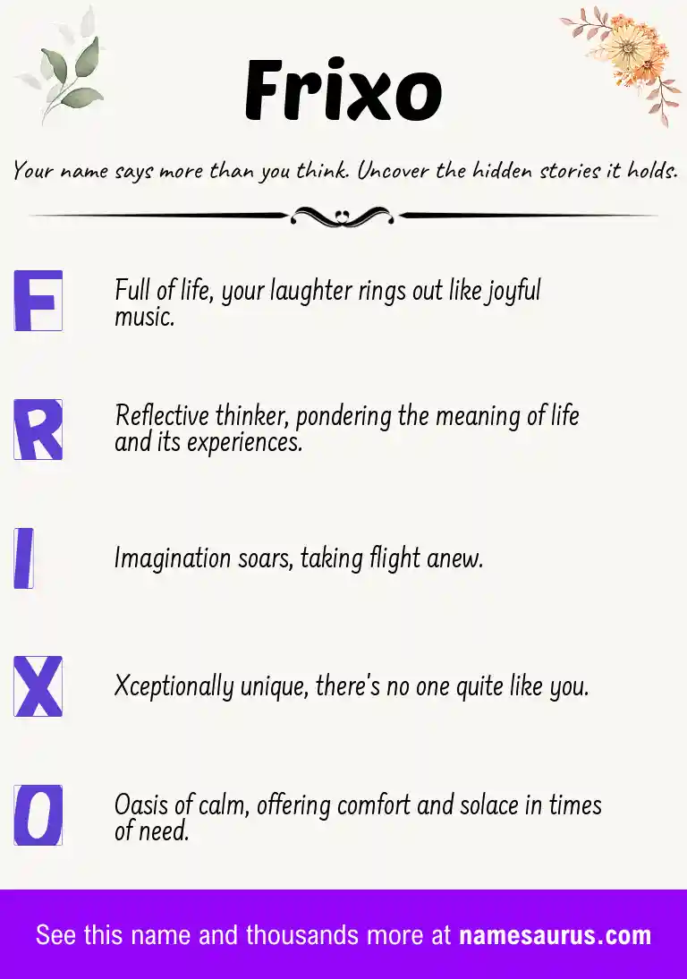 Acrostic poem about Frixo.