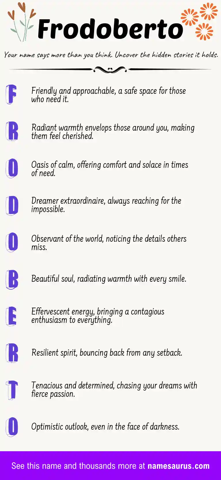 Acrostic poem about Frodoberto.