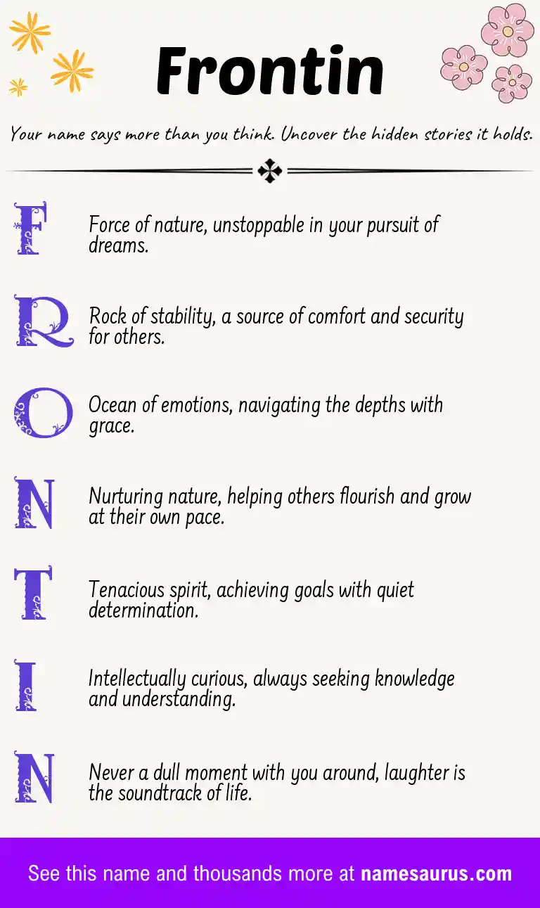 Acrostic poem about Frontin.