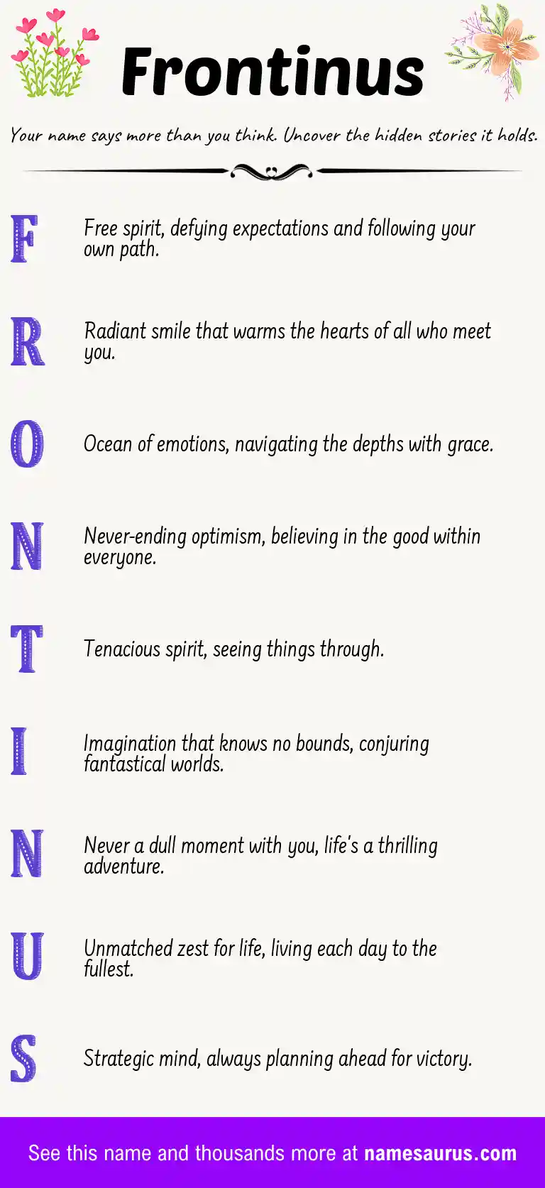 Acrostic poem about Frontinus.