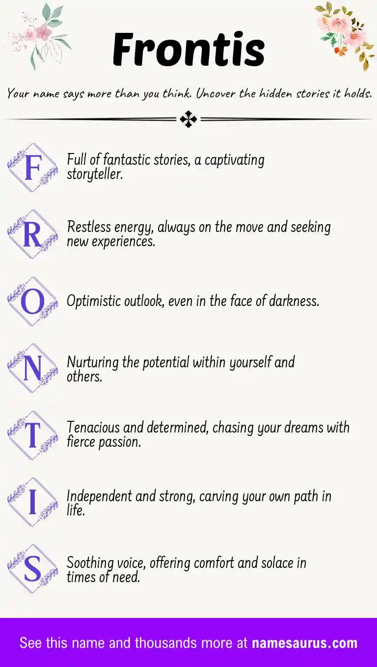 Acrostic poem about Frontis.