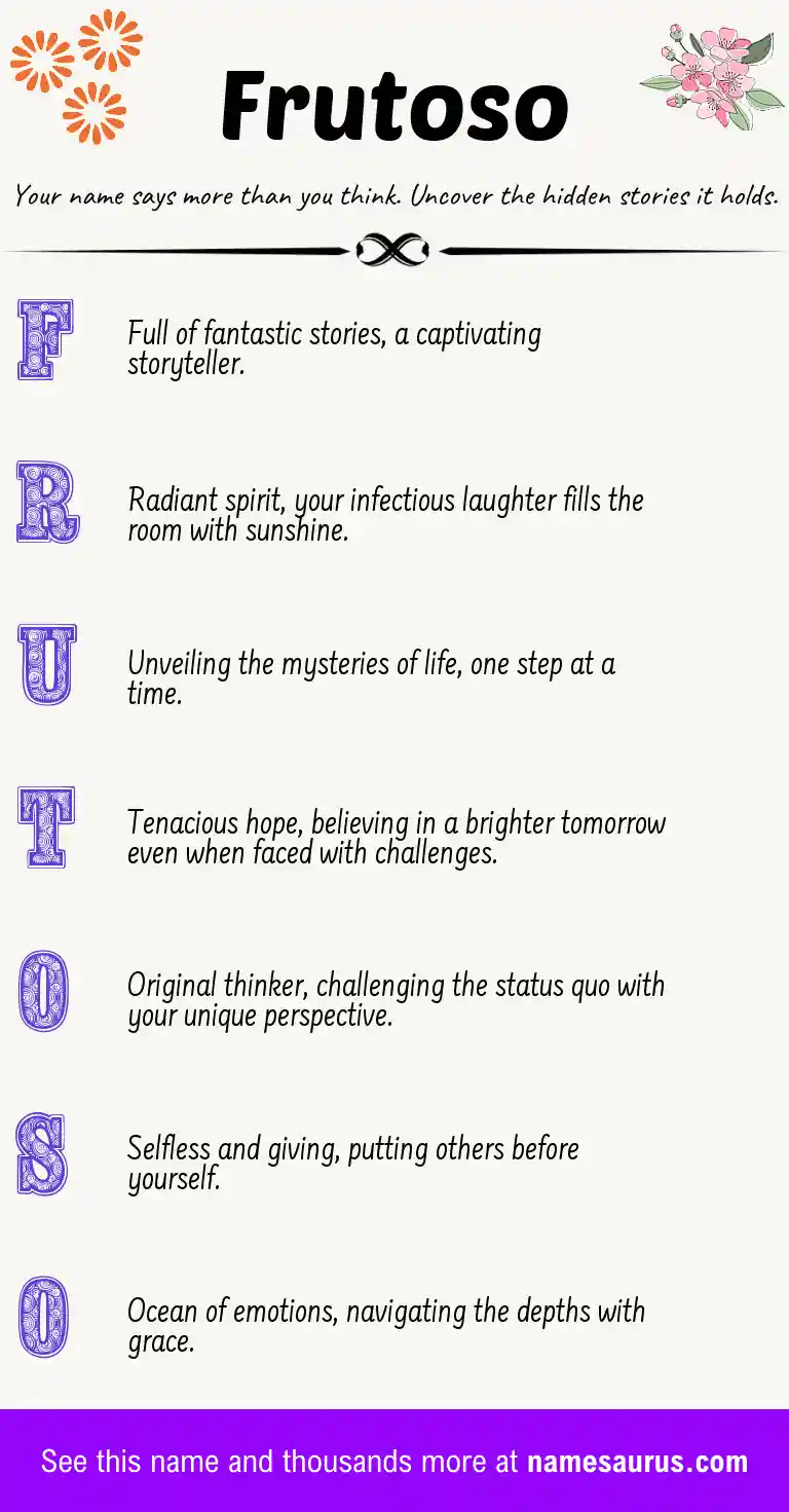 Acrostic poem about Frutoso.