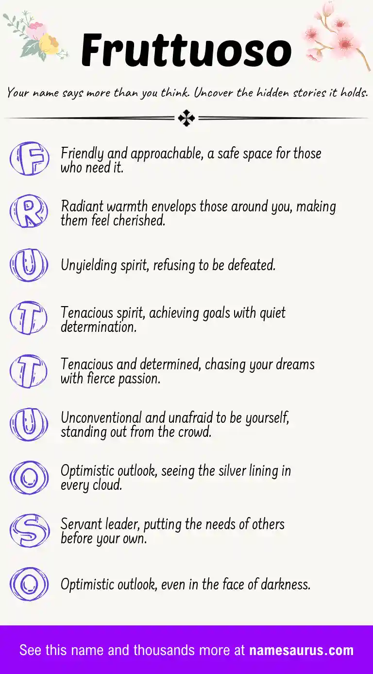 Acrostic poem about Fruttuoso.