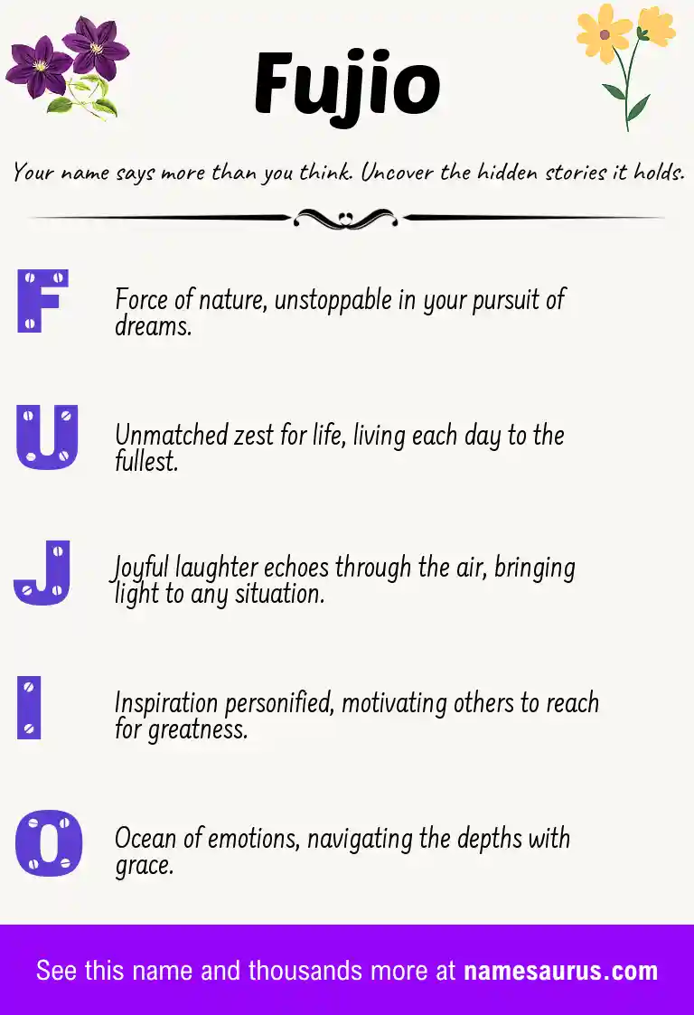 Acrostic poem about Fujio.