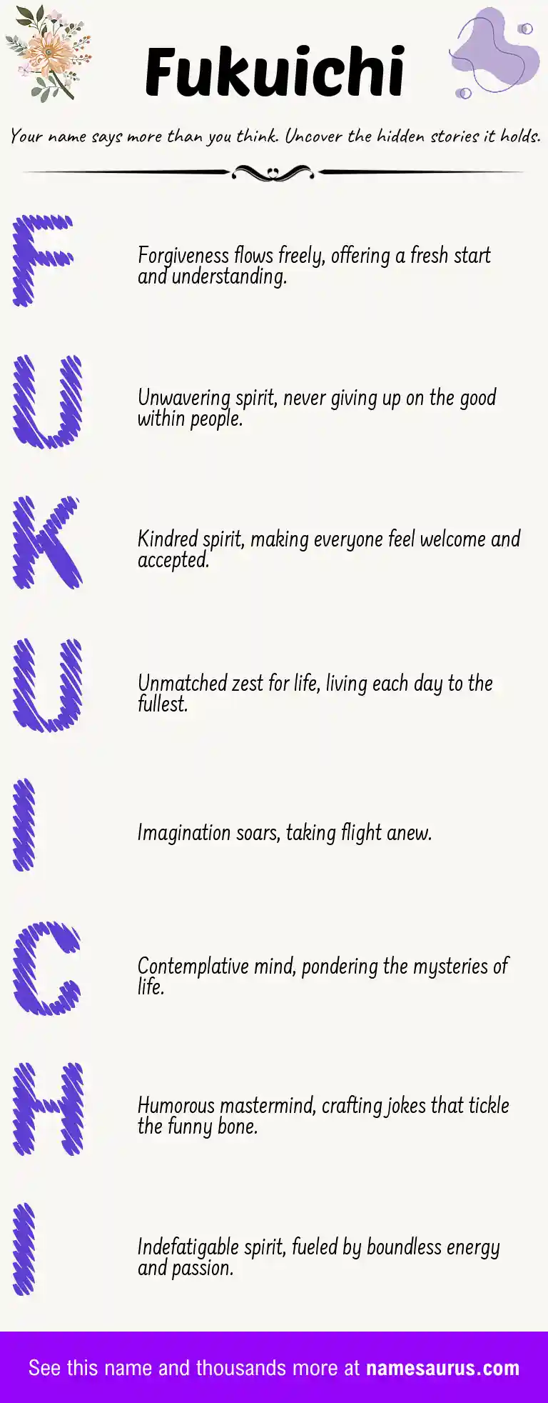 Acrostic poem about Fukuichi.