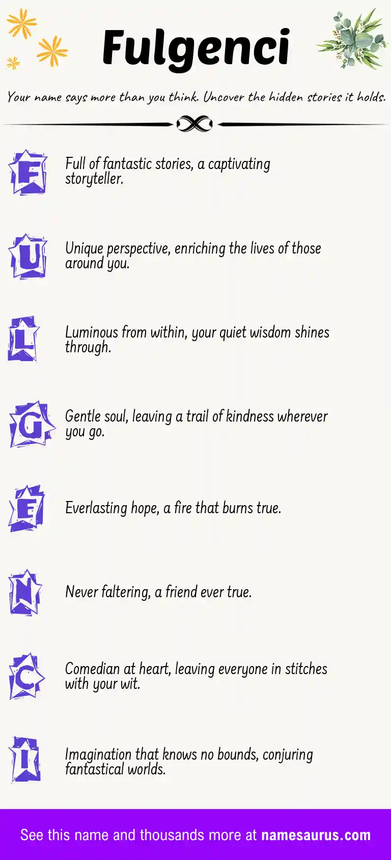 Acrostic poem about Fulgenci.