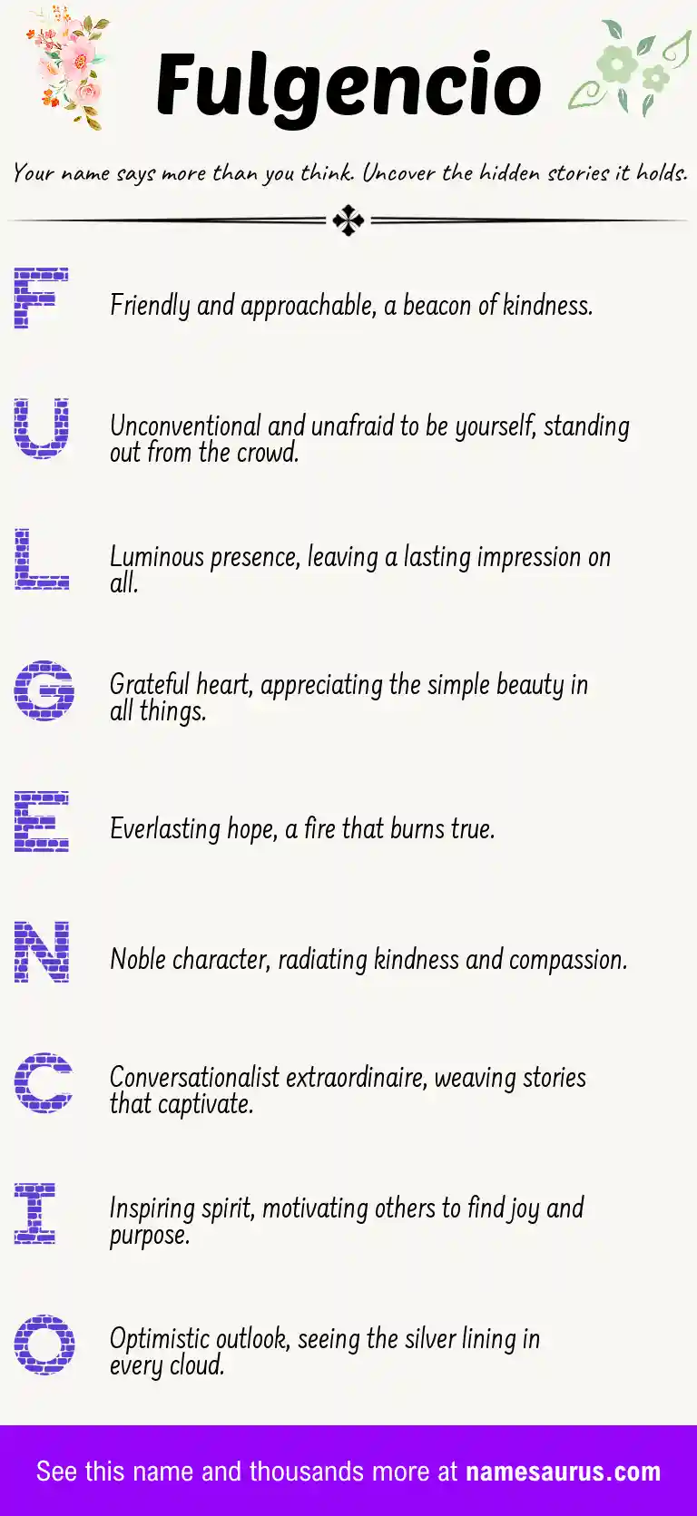 Acrostic poem about Fulgencio.