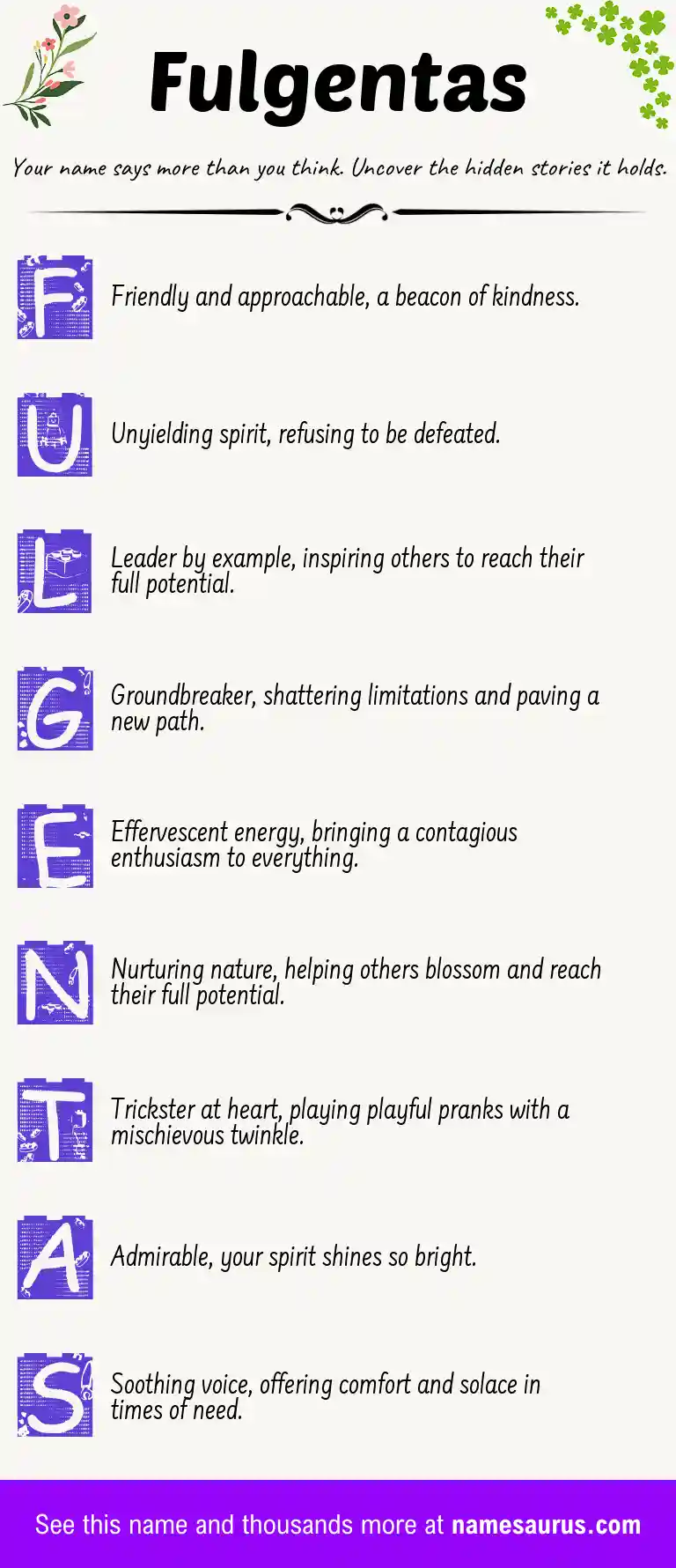 Acrostic poem about Fulgentas.