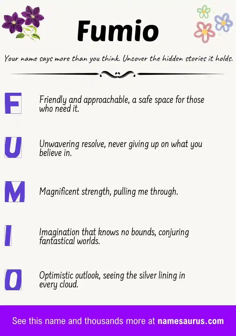 Acrostic poem about Fumio.