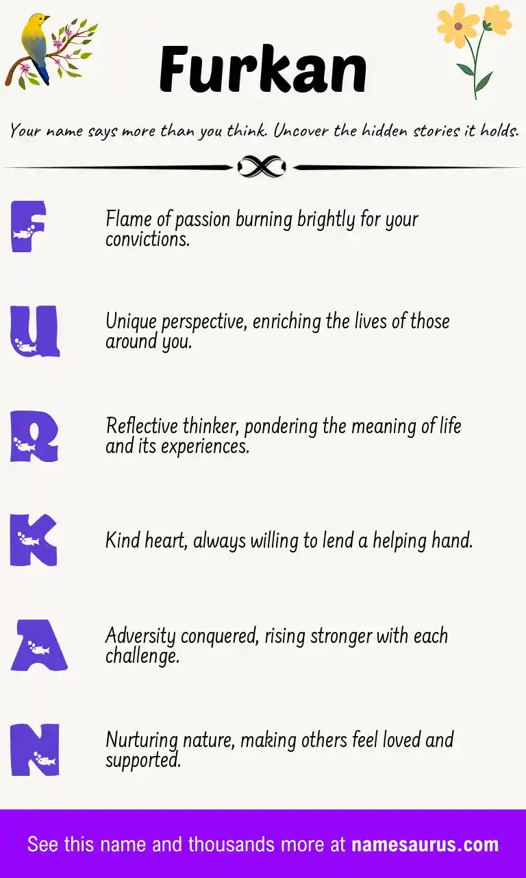 Acrostic poem about Furkan.