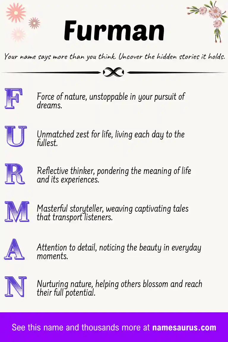 Acrostic poem about Furman.