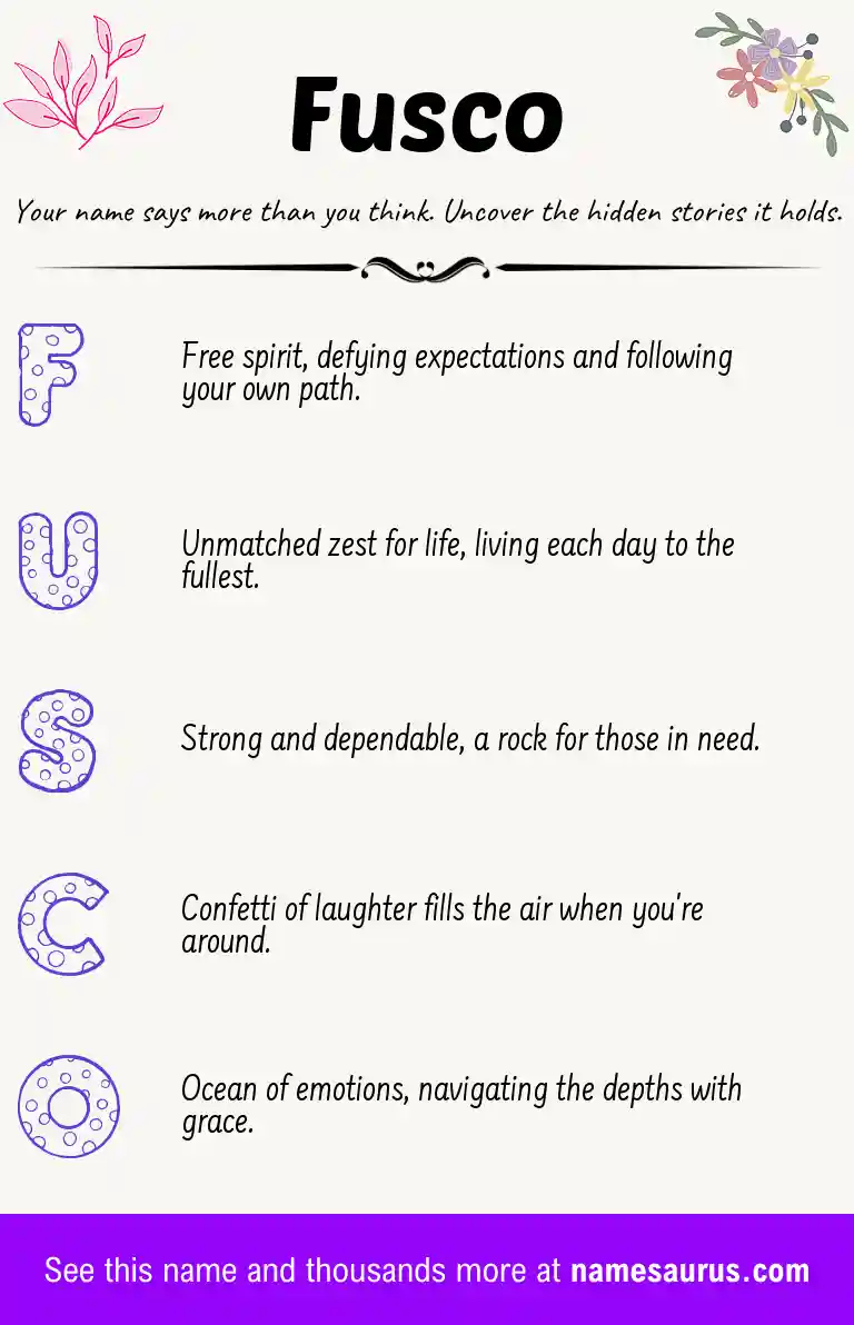 Acrostic poem about Fusco.