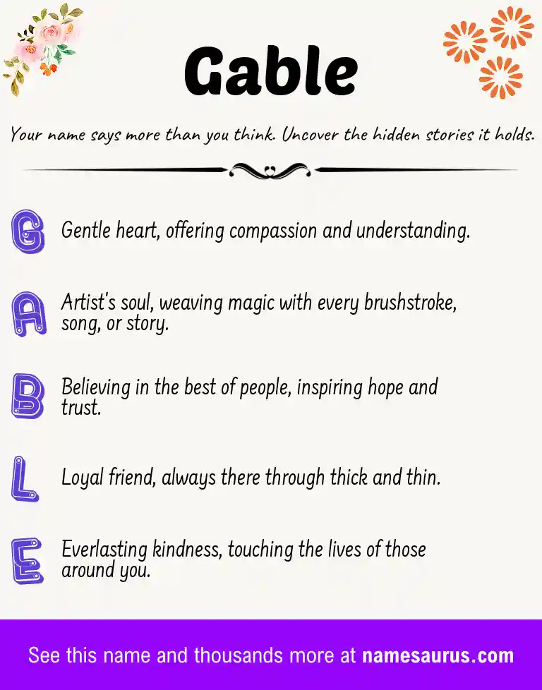 Acrostic poem about Gable.