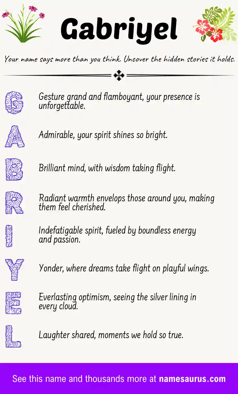 Acrostic poem about Gabriyel.