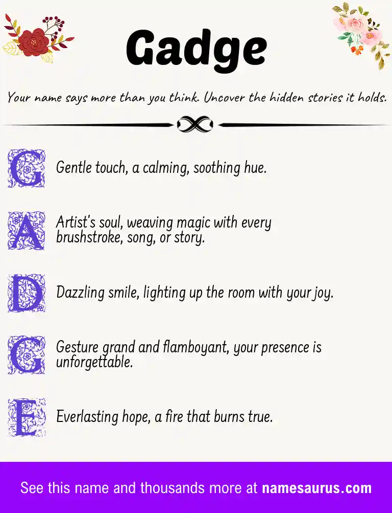 Acrostic poem about Gadge.