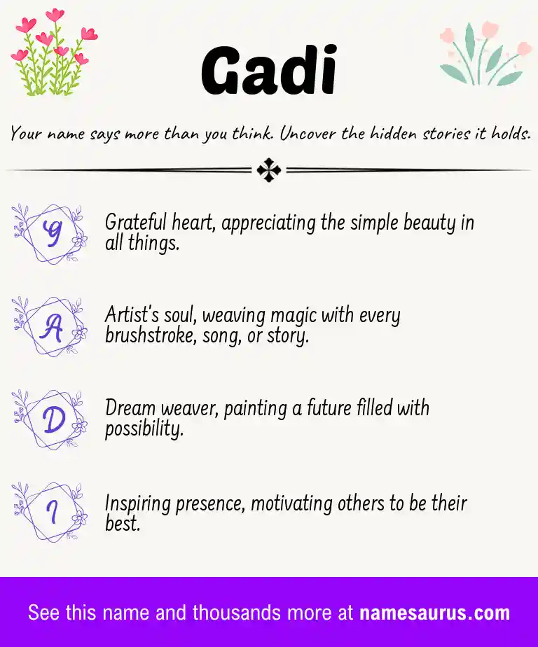 Acrostic poem about Gadi.