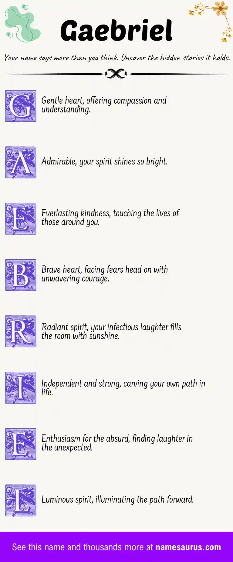 Acrostic poem about Gaebriel.