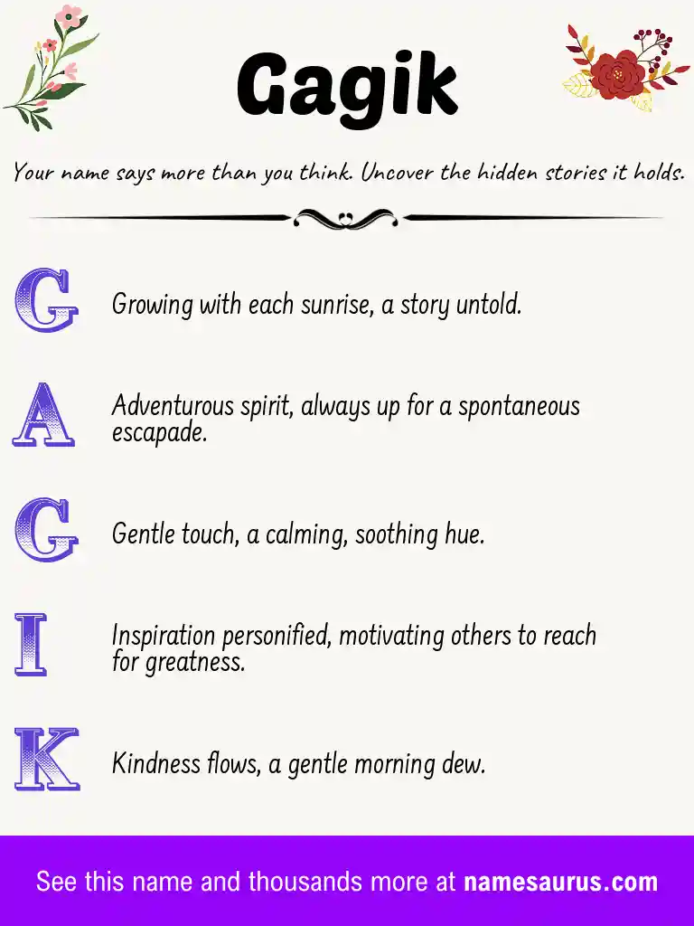 Acrostic poem about Gagik.