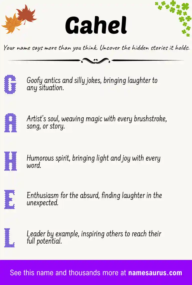Acrostic poem about Gahel.