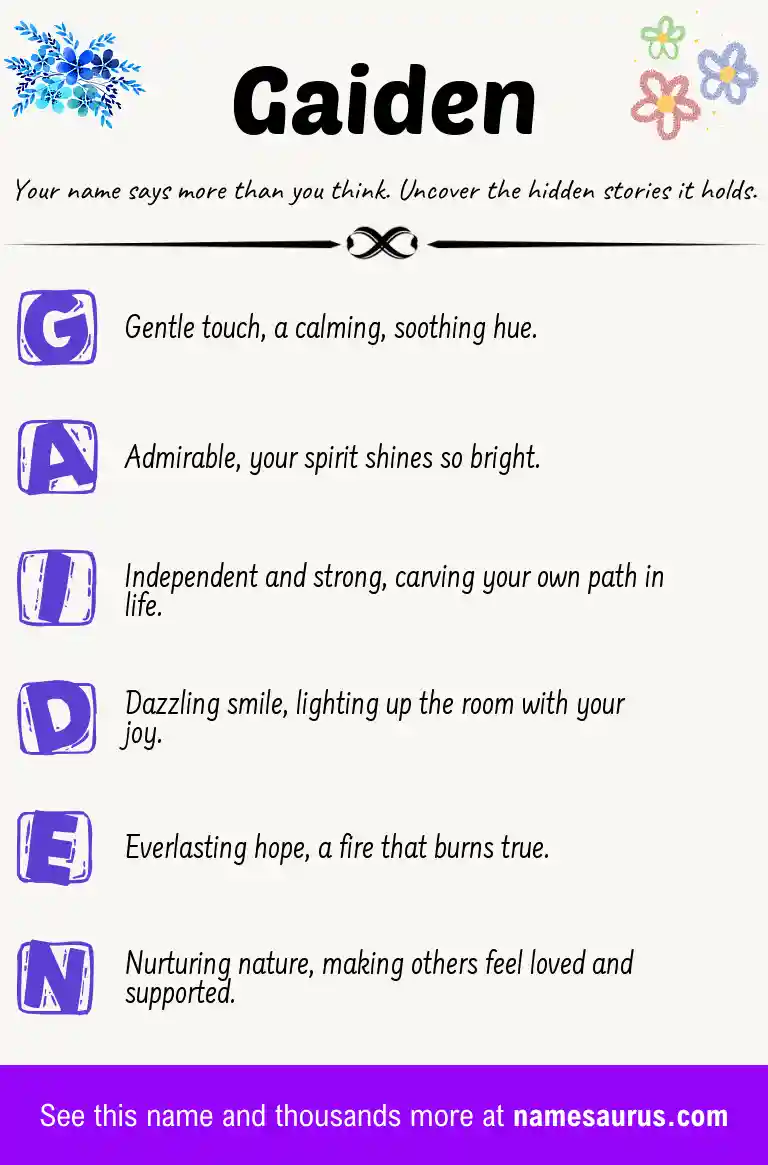 Acrostic poem about Gaiden.