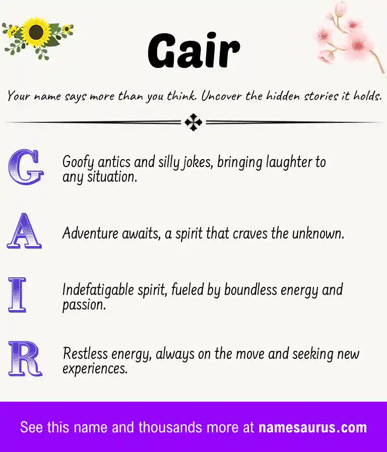 Acrostic poem about Gair.