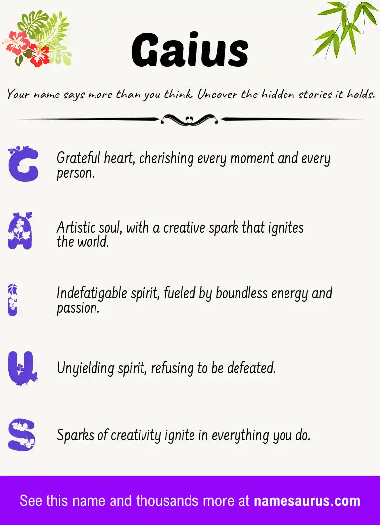 Acrostic poem about Gaius.
